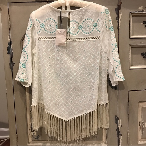 NWT Sheer fringe Anthropologie Top - Picture 2 of 4